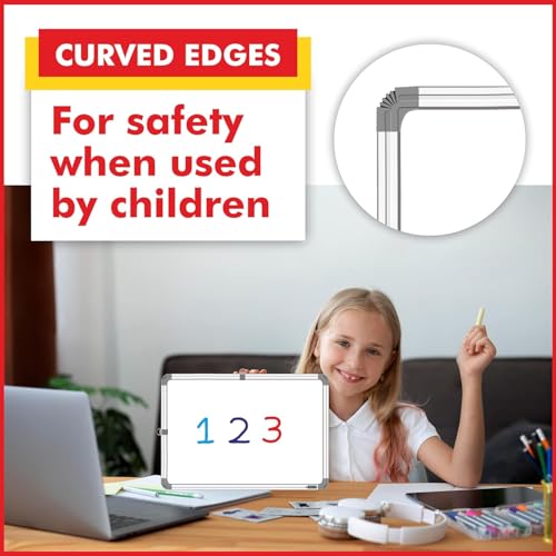 Image of Non-Magnetic 1X1.5 Feet Double Sided White Board & Chalkboard Both Side Writing Boards, One Side Whiteboard Marker & Back Side Chalkboard Surface - Pack of 1