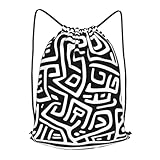 Photo Gallery jipofd sackpack in poliestere a righe bianche e nere con coulisse per allenamento fitness, nero, small Photo Gallery jipofd sackpack in poliestere a righe bianche e nere con coulisse per allenamento fitness, nero, small