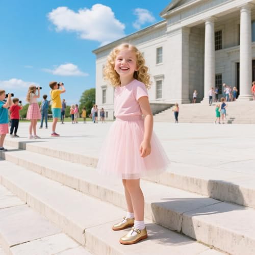 Image of GINFIVE Toddler Girls Dress Shoes Little Kids Flats School Mary Janes Shoes