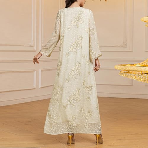 Robe longue brodée à ouverture devant pour un ajustement parfait en soirée - 7