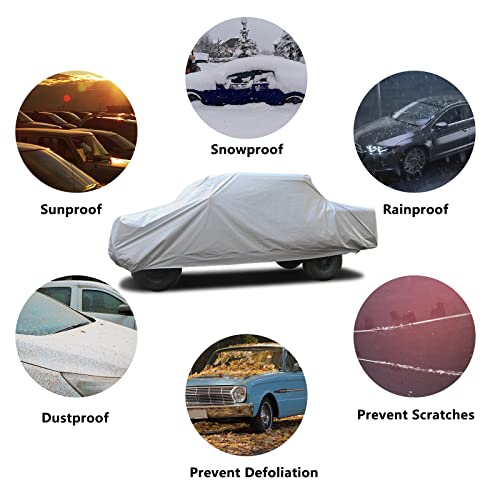 Image of SEAZEN Car Cover 6 Layers, Waterproof Truck Car Cover, Snowproof /UV Protection /Windproof, Universal Car Covers Breathable Fabric with Cotton (240 inch to 250 inch)