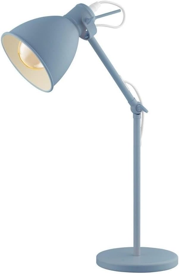EGLO 204085A Priddy 17 inch Desk Lamp Plug-in Lighting for Living Room, Bedroom, Dorm, and Office, Pastel Light Blue