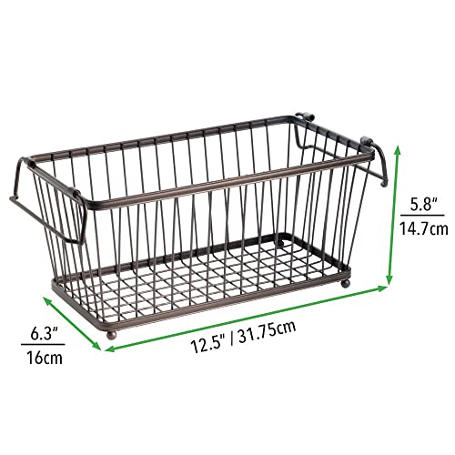 Mdesign Household Stackable Metal Wire Storage Organizer Bin Basket With Built-In Handles For Kitchen Cabinets, Pantry, Closets, Bedrooms, Bathrooms - 12.5" Wide, 6 Pack - Bronze #TOP4