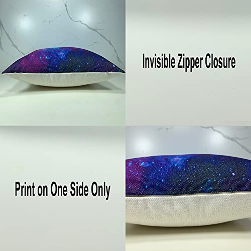Deco4Urlife Set Of 2 Square Throw Pillow Covers 18X18 Inch, Decorative Cotton Linen Pillowcases Cushion Covers For Couch Bed Sofa Living Room Porch Patio Decor - Blue And Purple Galaxy Space Stars #TOP1