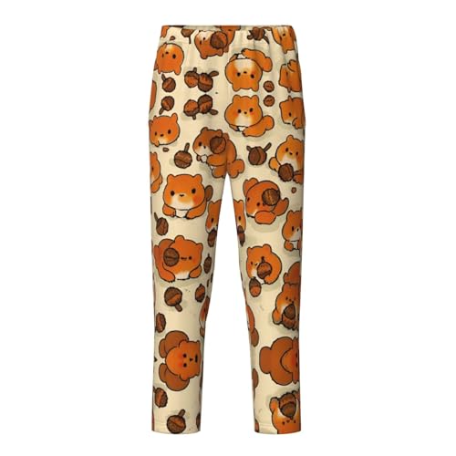 Pajama Pants Pajama Bottoms with Elastic Waistband Sleepwear Lounge PantsCute Animal Squirrel Pine Cones