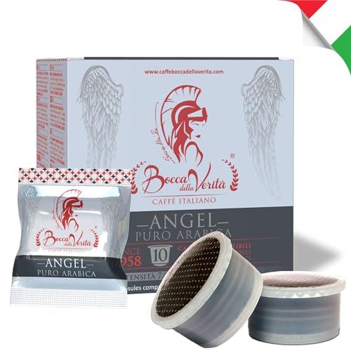 BOCCA DELLA VERITA - Caja de 10 Cápsulas de Café Italiano Sabor ANGEL Arabica 100%, Cápsulas Compatibles FAP con Cafetera Lavazza® Espresso Point, 100% Made in Italy