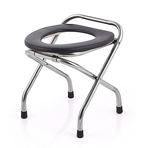 Sedia Comoda WC per Anziani Toilet Chair Toilet Rack Toilette Portatile Campeggio Toilette Pieghevole Toilette Portatile Acciaio Inossidabile con Cuscino Seduta (Color : B)