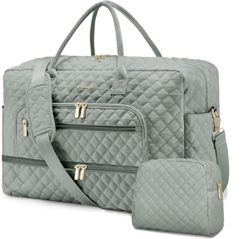 Travel Duffle Bag Weekender for Women - 38L Carry-On Overnight Personal Item Bag with Shoe Compartment & Wet Pocket Weekend Tote Bags with Toiletry Hospital Bags for Labor and Delivery