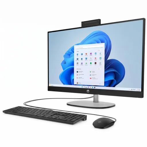 Image of HP 27 inch All-in-One Desktop Computer, Copilot+ PC AMD Ryzen AI 7 350, Full HD IPS LCD Display Touch-Screen, 32GB DDR5 RAM, 1TB SSD, Windows 11 Pro, Wi-Fi 7, BT6 Adjustable Height, Keyboard & Mouse