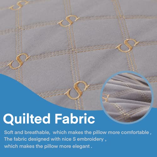 Siluvia Body Pillow For Adults-Premium Adjustable Loft Quilted Body Pillows - Hypoallergenic Fluffy Pillow - Quality Plush Pillow - Down Alternative Pillow (Gray-Lightgray, 21”X54“) #TOP1