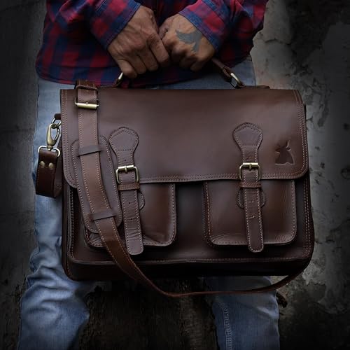 Leather Messenger Bag For Men, Vintage Handmade Laptop Briefcase and Shoulder Bag for Men - Image 7