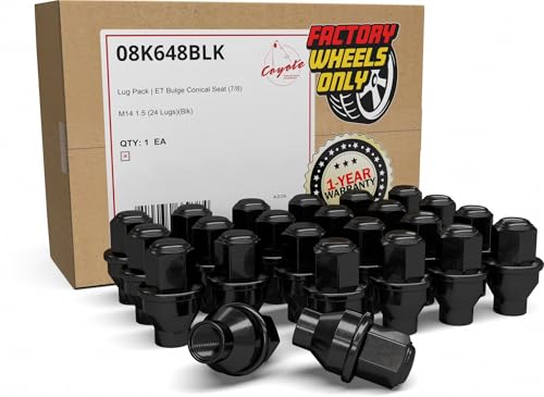 Image of Wheel Accessories Parts 24 Pcs M14x1.5 14x1.5 Thread ET OEM Factory Style Lug Nuts 1.95 inch Long Black 13 /16 inch 21mm Hex Fits Ford 2015+ Expedition | F-150 | 2023+ Lightening | Lincoln 2015+ Navigator