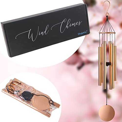 Skybella Iris Wind Chimes For Outside - Professionally Tuned Wind Chimes With Sound Options And Volume Control. Outdoor Wind Chimes Ready To Gift Memorial And Sympathy Wind Chimes. 33” Rose Gold. #TOP3