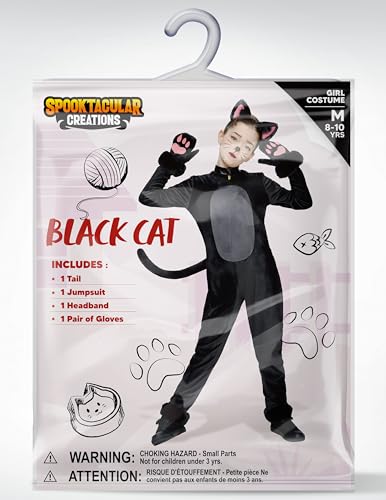 Disfraz completo de niña Gato Negro suave para Halloween miniatura 5