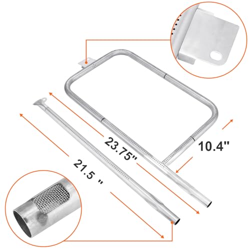 Image of DELSbbq 7646 Cast Iron Grates and 65032 Grill Burner for Weber Q300 Q320 Q3000 Q3200 57060001 586002 Gas Grills, Replacement Parts for Weber 7584, 65032