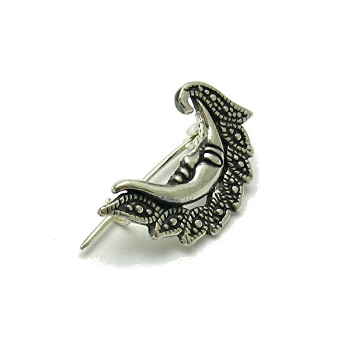 Broche en argent massif 925 Lune Empress : fixez vos foulards sans trouer