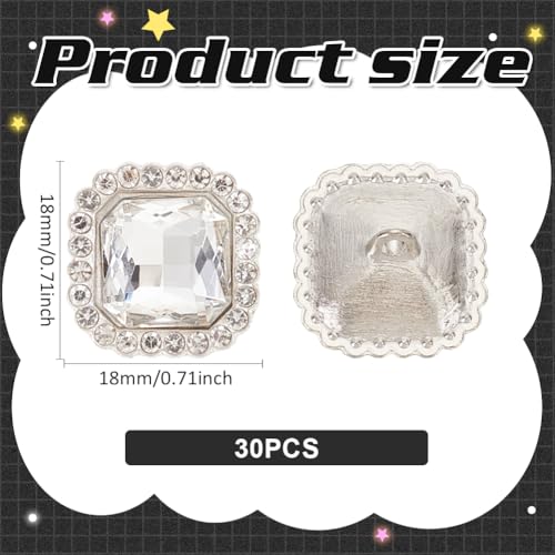 MAYJOYDIY 30 Pcs Square Rhinestone Crystal Buttons - Image 2