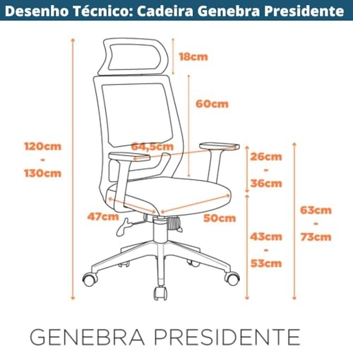 Cadeira Genebra Presidente Preto Fratini