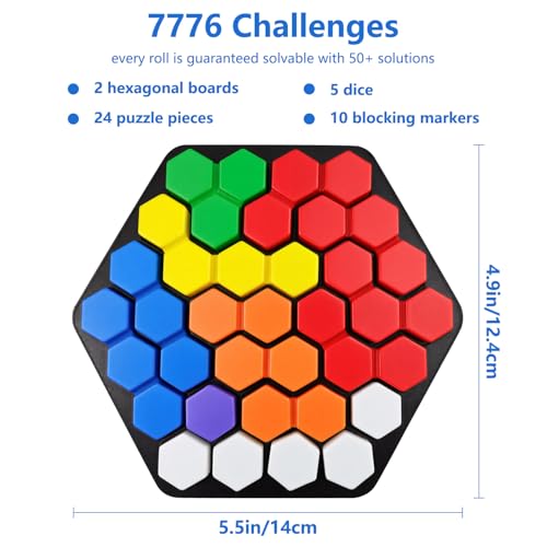 HEGYINI Genius Hives – 2-Player Hexagonal Puzzle Race | Roll Dice, Block Spaces, Solve First! | 7776 Unique Challenges, 100% Solvable | STEM Strategy Board Game for Kids Ages 6-12 & Family Game Night - Image 2