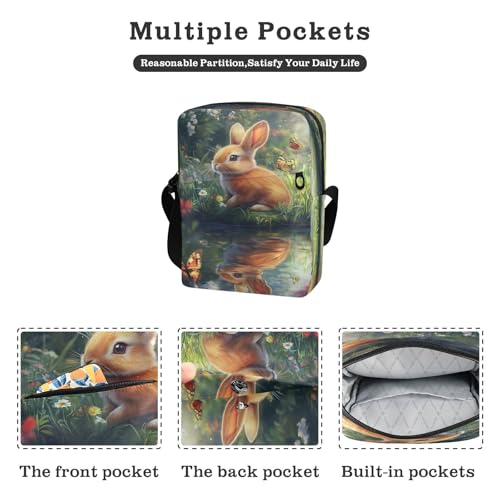 Crossbody Bag Easter Bunny Rabbit Eggs Messenger Bag for Women Men Purse Shoulder Bag Satchel Bag with Adjustable Strap 202b98822