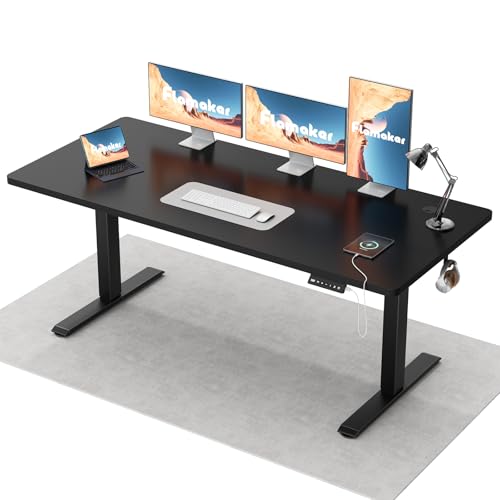 Flamaker Escritorio de altura regulable en altura de 160 x 70 cm, escritorio eléctrico, altura regulable para asiento de pie, escritorio de ordenador con función de memoria, escritorio de pie, color