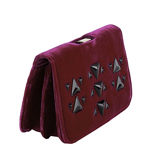 Sac d'embrayage en velours rouge Gertrude luxueux