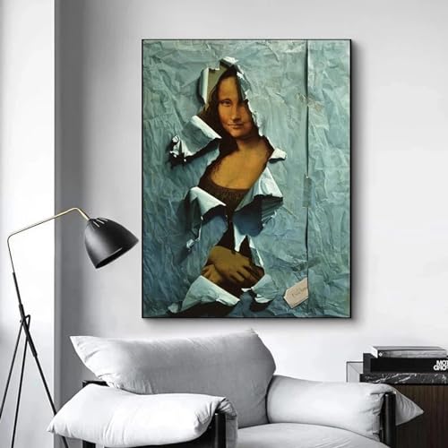 Mona Lisa peinture sur toile déco salon affiche impression murale 30x52 cm - 2