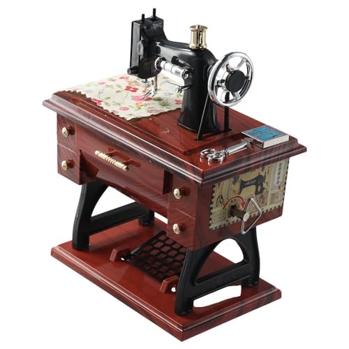 diyhub 1 PCS Vintage Sewing Machine Music Box, Simulated Mini Sewing Machine Music Box for Home Holiday Decoration Children Gifts