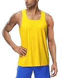 MIER Men's Sleeveless Workout Shirts Quick Dry Athletic Tank Tops for Athletic, Gym, Heather Yellow, L