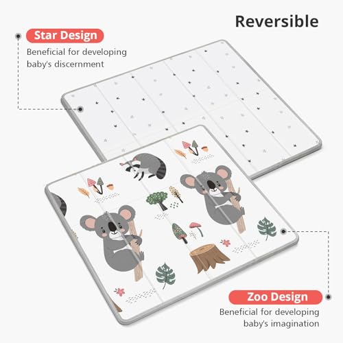 Image of PIGLOG Foldable Baby Play Mat for Floor, Baby Floor Mat for Crawling, Reversible Waterproof & Non-Toxic Baby Foam Playmat, Baby Play Mat for Babies, Infants & Toddlers 6-12 Months
