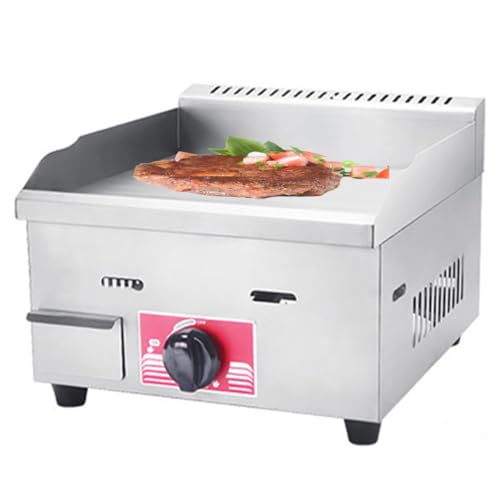 Plancha de gas comercial – Sartén de encimera plana con temperatura ajustable para catering al aire libre – Parrilla de gas LPG para cocinas