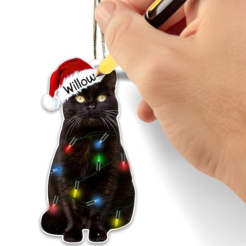 Personalized Black Cat Christmas Ornament 2024
