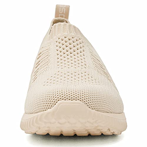Konhill Women's Casual Walking Shoes - Breathable Mesh Work Slip-On Sneakers 10 Us,Beige #TOP5