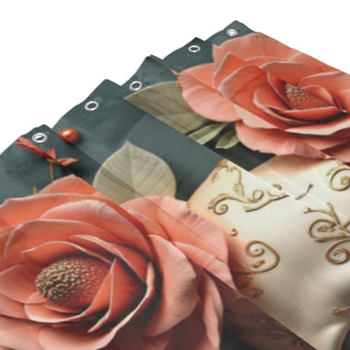 Rideau de douche lavable en machine tissu résistant rose