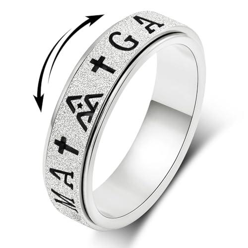 Bague anti-anxiété fidget spinner pour femme en acier inoxydable noir taille 5 à 10