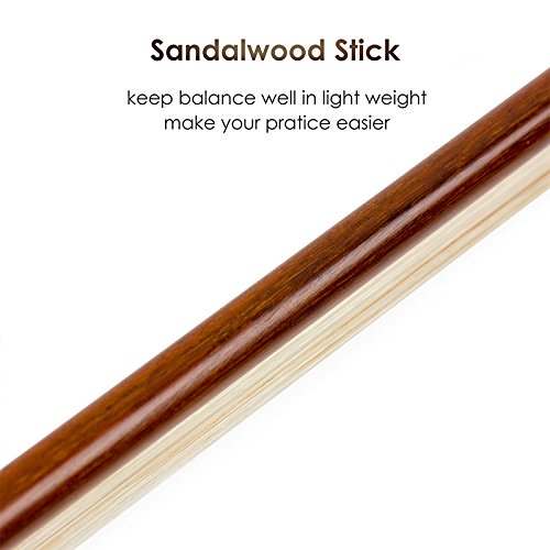 image for Kmise Violin Bow 4/4 Full Size Sandalwood Baroque Bow for Fiddle with 