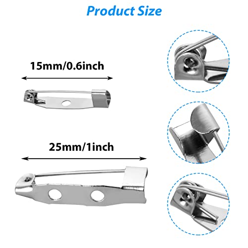 Prasacco 120 Pcs Locking Pins Backs Bar Pins With Holes Brooch Pins Clasp Silver Safety Pins For Badges Corsages Boutineer Name Tags Jewelry Making Diy Crafts (15Mm/25Mm Each 60) #TOP1