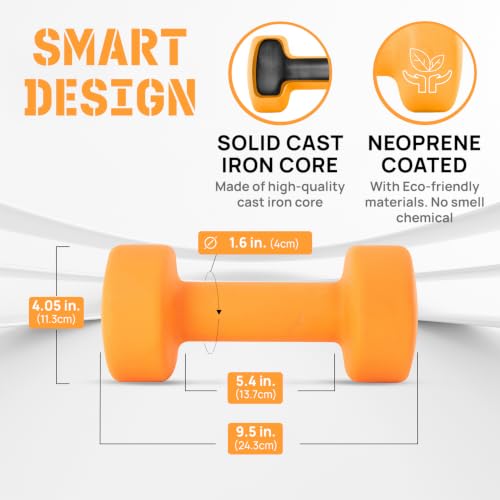 Image of Yes4All Neoprene Dumbbells, Pairs and Sets with Rack for Home Workouts