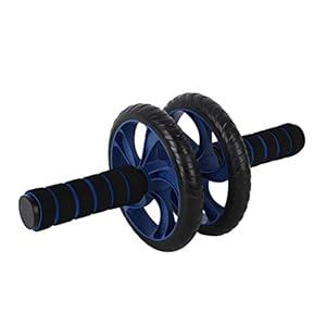 Buikwiel twee wielen buikwiel buikapparaat buiktraining afvallen fitnessapparatuur (blauw)