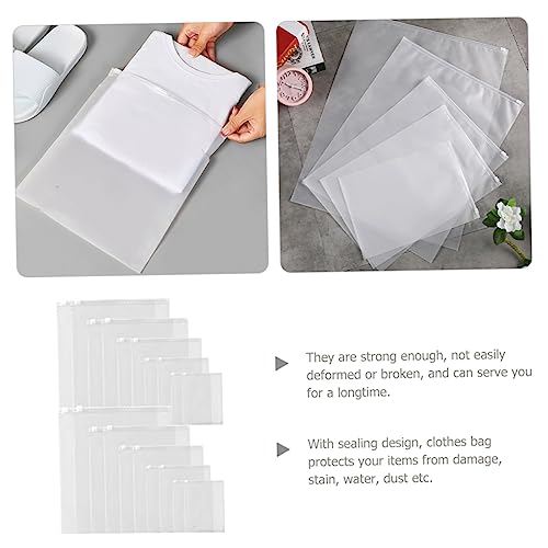 PRETYZOOM 10pcs Frosted Zipper Clothes Storage Bags Thickened Packing Pouches for Travel Self-Seal Clothing Organizers for Sweaters and Garments4