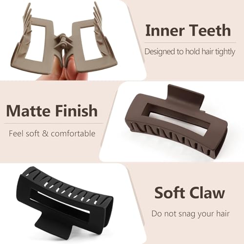Image of ANNA CREATIONS 8 Pcs Korean Fashion Matte Hair Claw Clips Strong Hold Clutcher for Thick & Thin Hair Accessories Clutches for Women & Girls