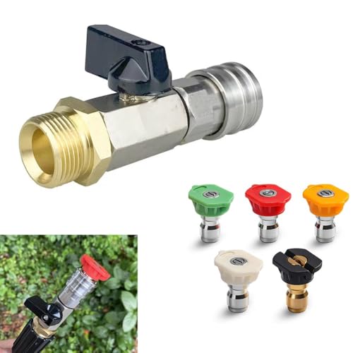 Tidevib Conector rápido de 1/4 pulgadas de alta presión para lavadora, válvula de bola, manguera, boquilla de interruptor de manguera, para latón de acero inoxidable 4500 PSI, control de encendido
