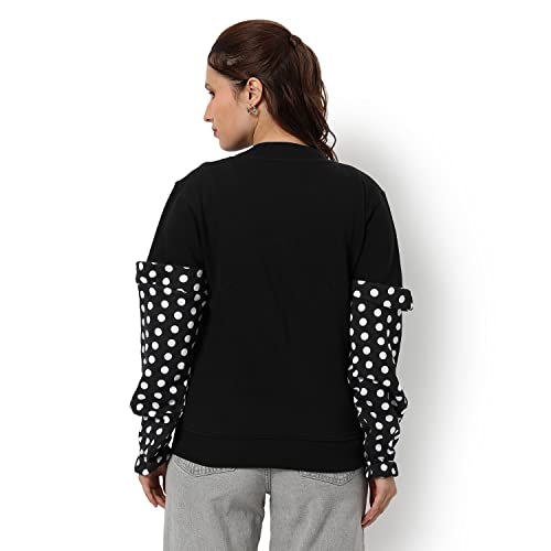 Image of PINACOLADA Women's Colorblock Sweatshirt with Ribbed Hem for Casual Wear | Low-High Neck | Long Sleeve | Button Closure | Cotton Sweatshirt Crafted with Comfort Fit for Everyday Wear