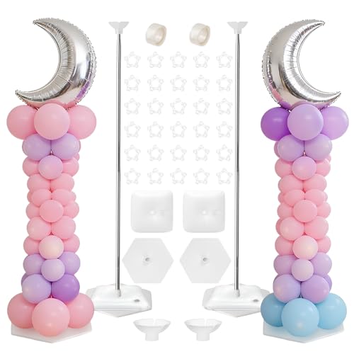 TUZHE Set di supporti a colonna per palloncini, 2 m, altezza regolabile, per matrimoni, compleanni, baby shower, laurea, feste