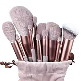 Kit de Pincéis de Maquiagem Profissional 13 Peças Cerdas Sintéticas Macias Cabos ergométrico Estojo Organizador Pincéis para Rosto e Olhos Completo (Marrom)