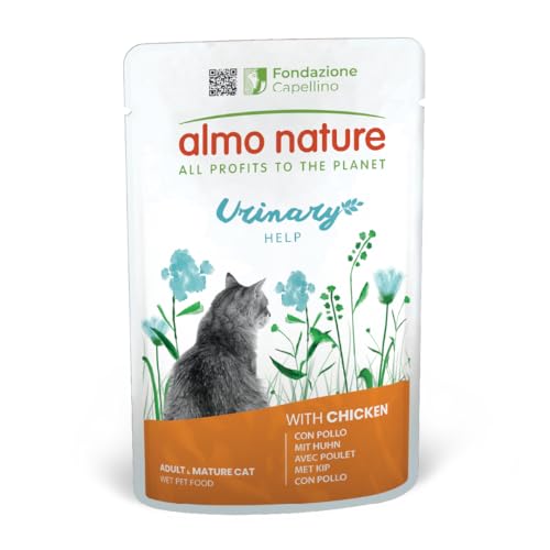 Almo Nature Functional Urinary Help - Natvoer voor Volwassen Katten met Kip - Ondersteuning voor de Gezondheid van de Urinewegen - 30 Zakjes van 70g