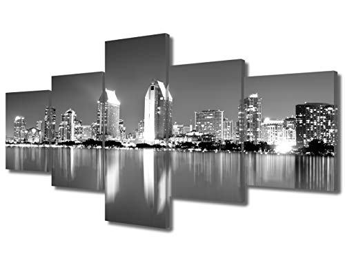 Buy 1 get 1 TUMOVO USA City Cityscape Canvas Wall Art - San Diego Skyline at Night - Framed Black & White B&W Coronado California Night View Picture - Gallery Wrap Modern Home Decor Ready to Hang - 50" Wx24 H Buy 1 get 1 TUMOVO USA City Cityscape Canvas Wall Art - San Diego Skyline at Night - Framed Black & White B&W Coronado California Night View Picture - Gallery Wrap Modern Home Decor Ready to Hang - 50" Wx24 H