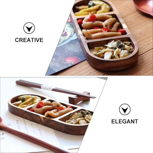 Plato Ovalado Retro de Madera para Sushi y Salsa miniatura 5