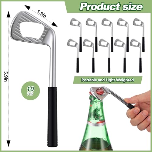 Sunnychicc 10 Pcs Golf Club Bottle Opener Bulk Novelty Groomsmen Gift Bachelor Party Favors for Golf Lover Beer Enthusiast, Made from Zinc Alloy (Silver) by Sunnychicc - Image 2