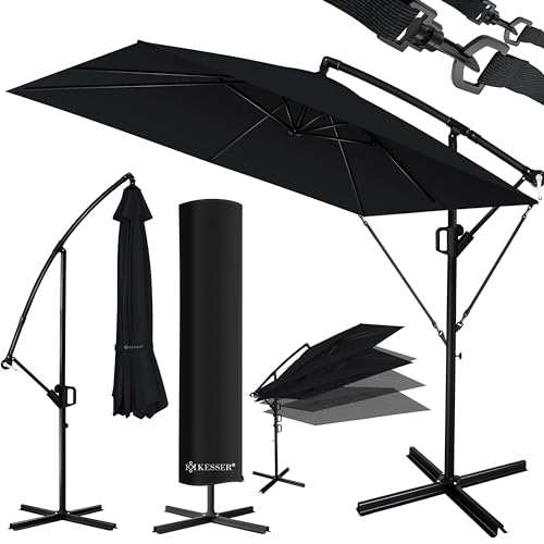 KESSER Holly Sombrilla Rectangular LED Solar, Aluminio, Impermeable, 350 cm